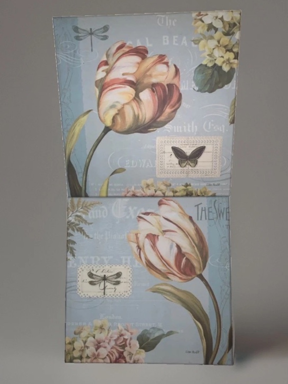 Lisa Audit Mother's Treasure Canvas Wall Art Set (2 Pieces) Cottage Floral Decor